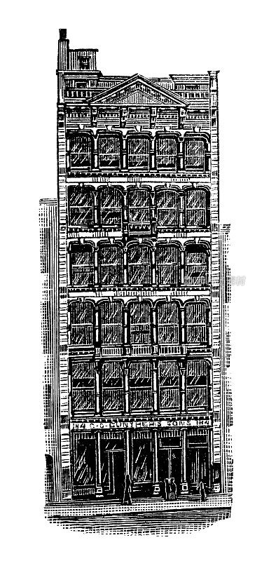 美国古董插画，纽约地标和公司:纽约，C G甘瑟的儿子